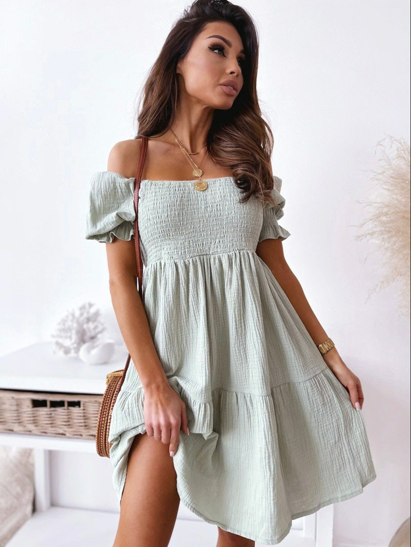 Off-the-shoulder smock jurk