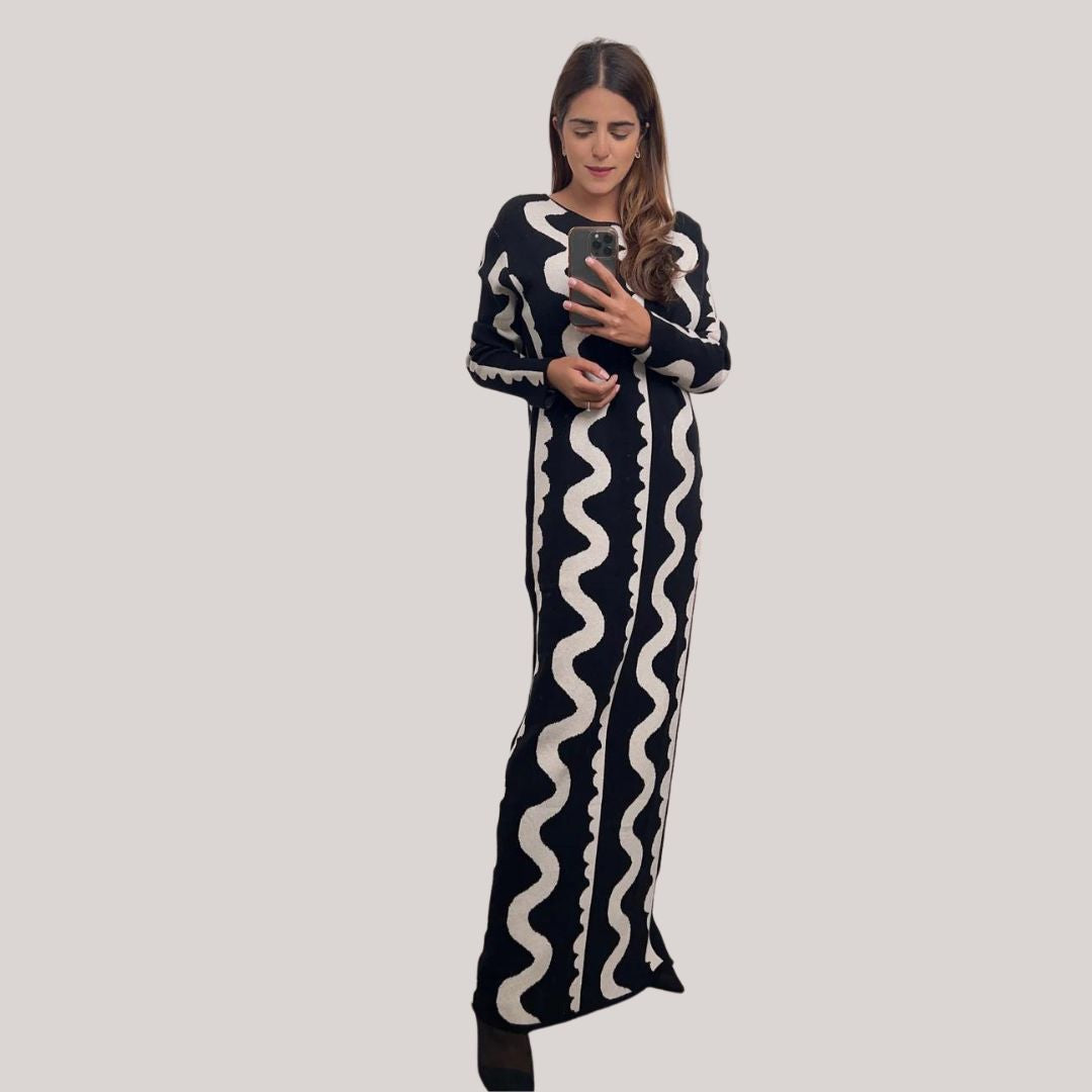 Elegante gestreepte maxi jurk