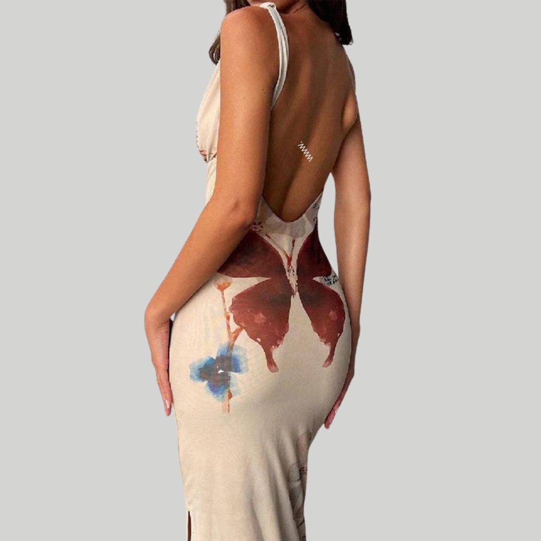 Maxi-jurk met bloemenprint en V-halslijn