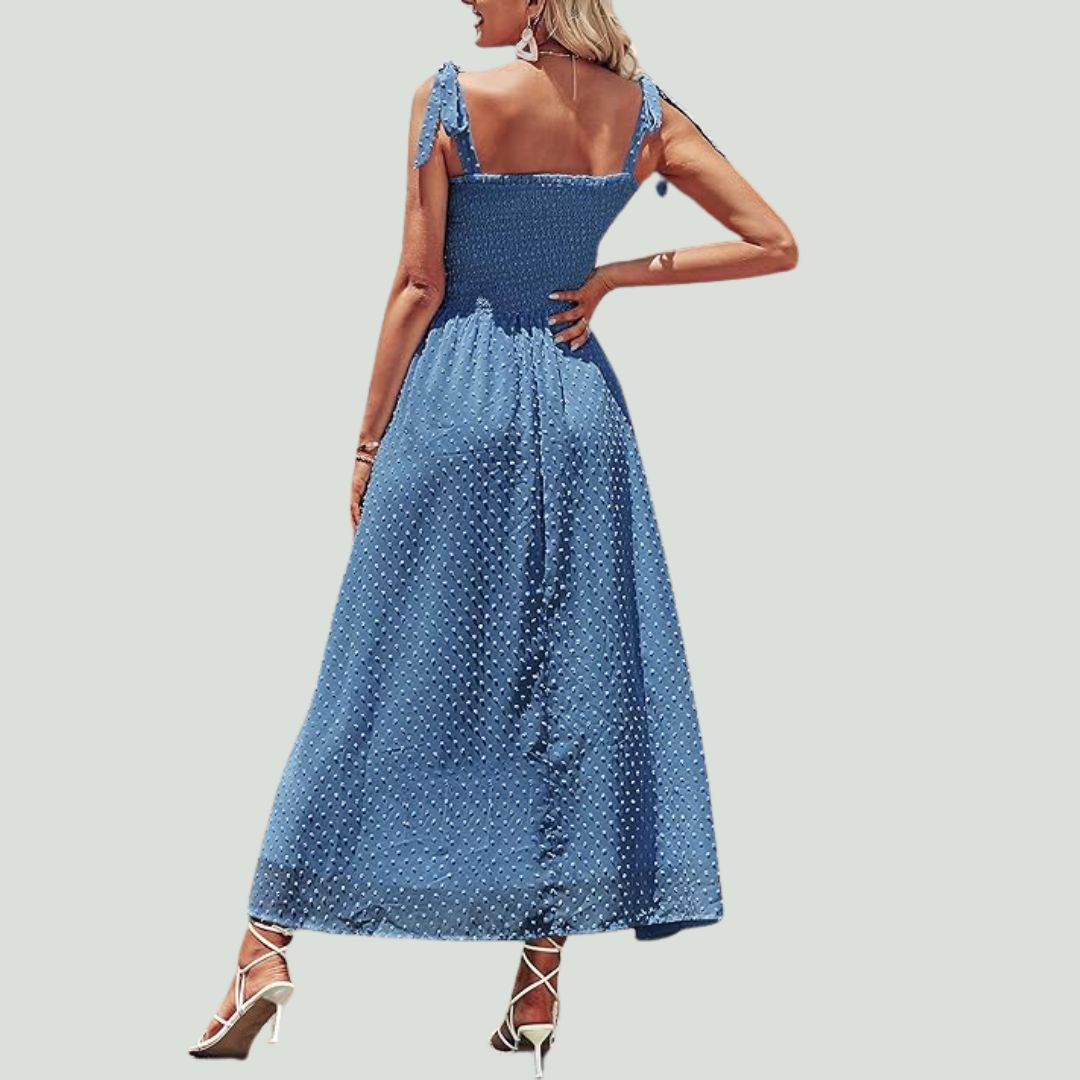 Luchtige maxi-jurk met delicaat stippenpatroon