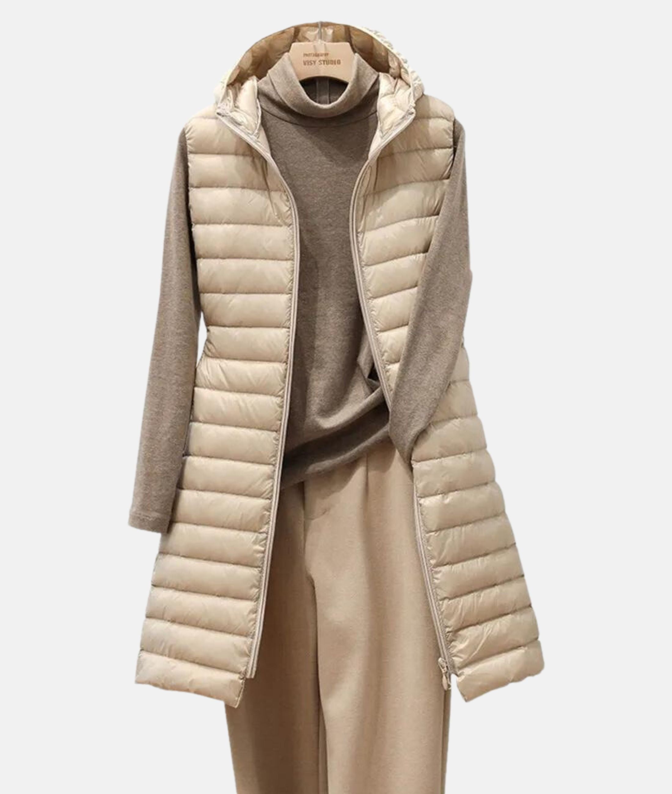 Lichtgewicht gewatteerde lange jas