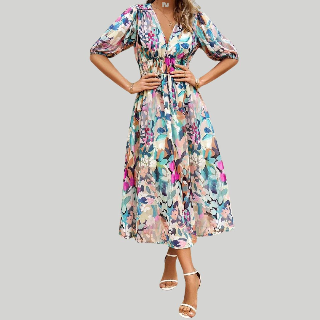 Midi-jurk met ongelijke zoom