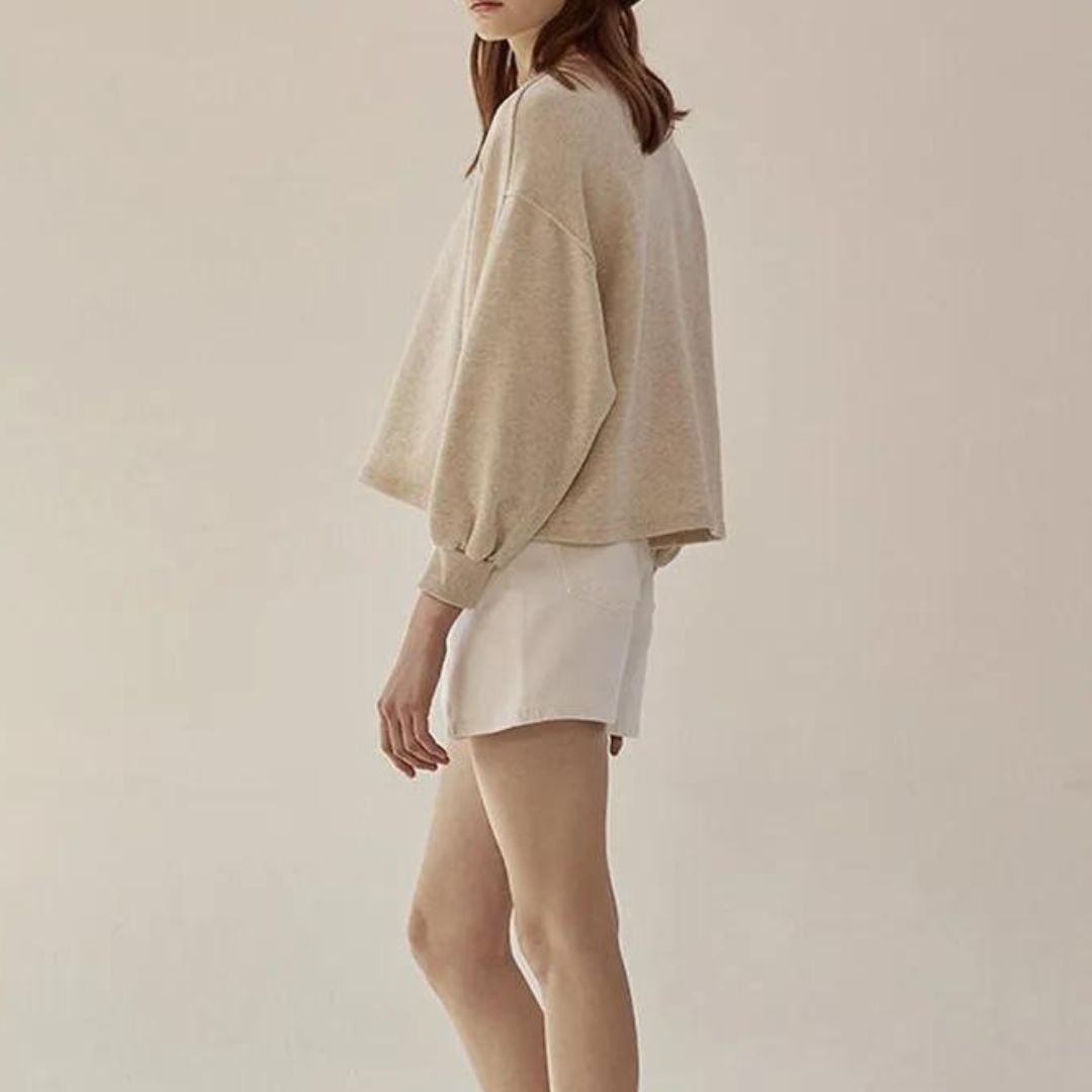 Klassiek sweatshirt met ronde hals en ballonmouwen