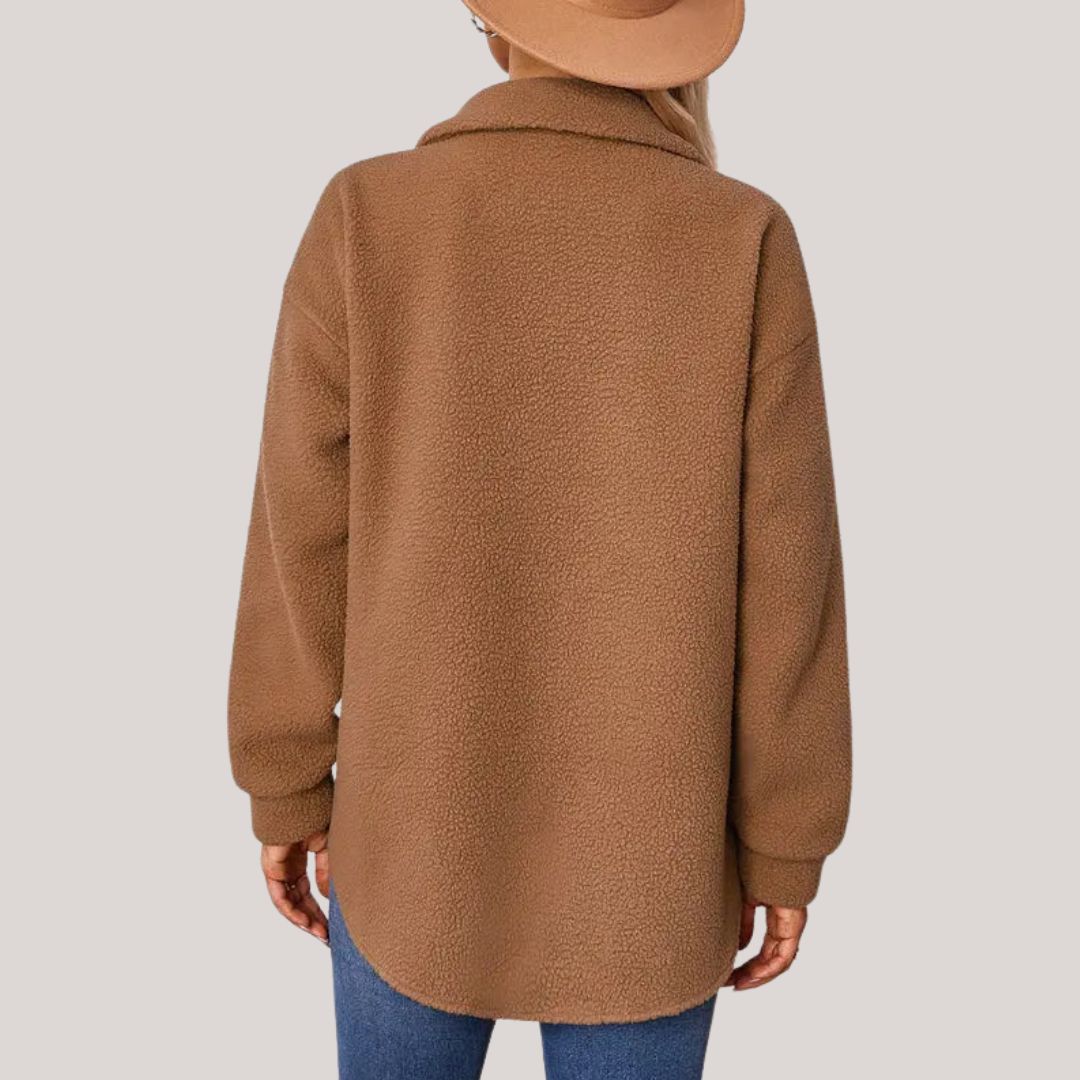 Pluche jas met reverskraag