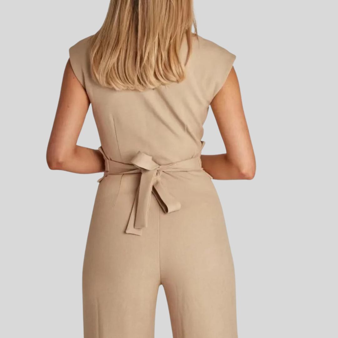 Elegante mouwloze jumpsuit met taillering