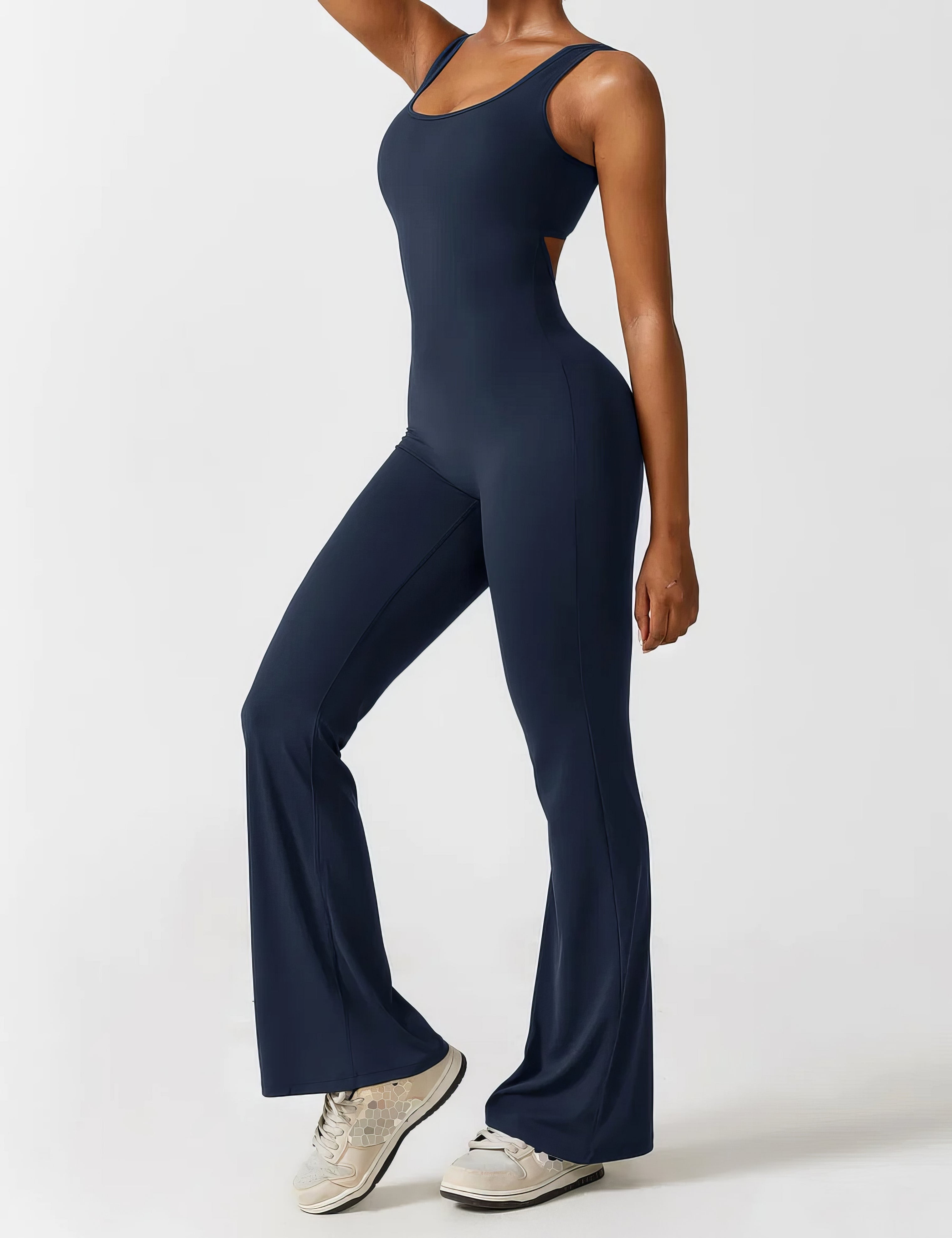 Jumpsuit met klokkende broek