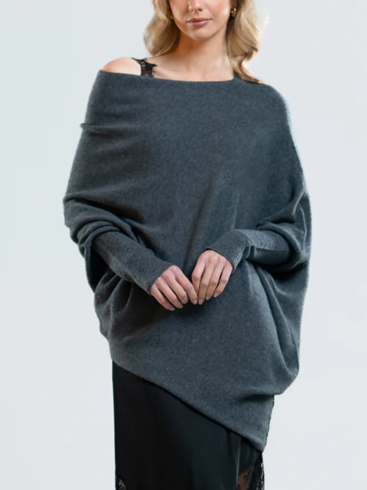 Quintra Comfy Sweater met elegante bies op de schouder