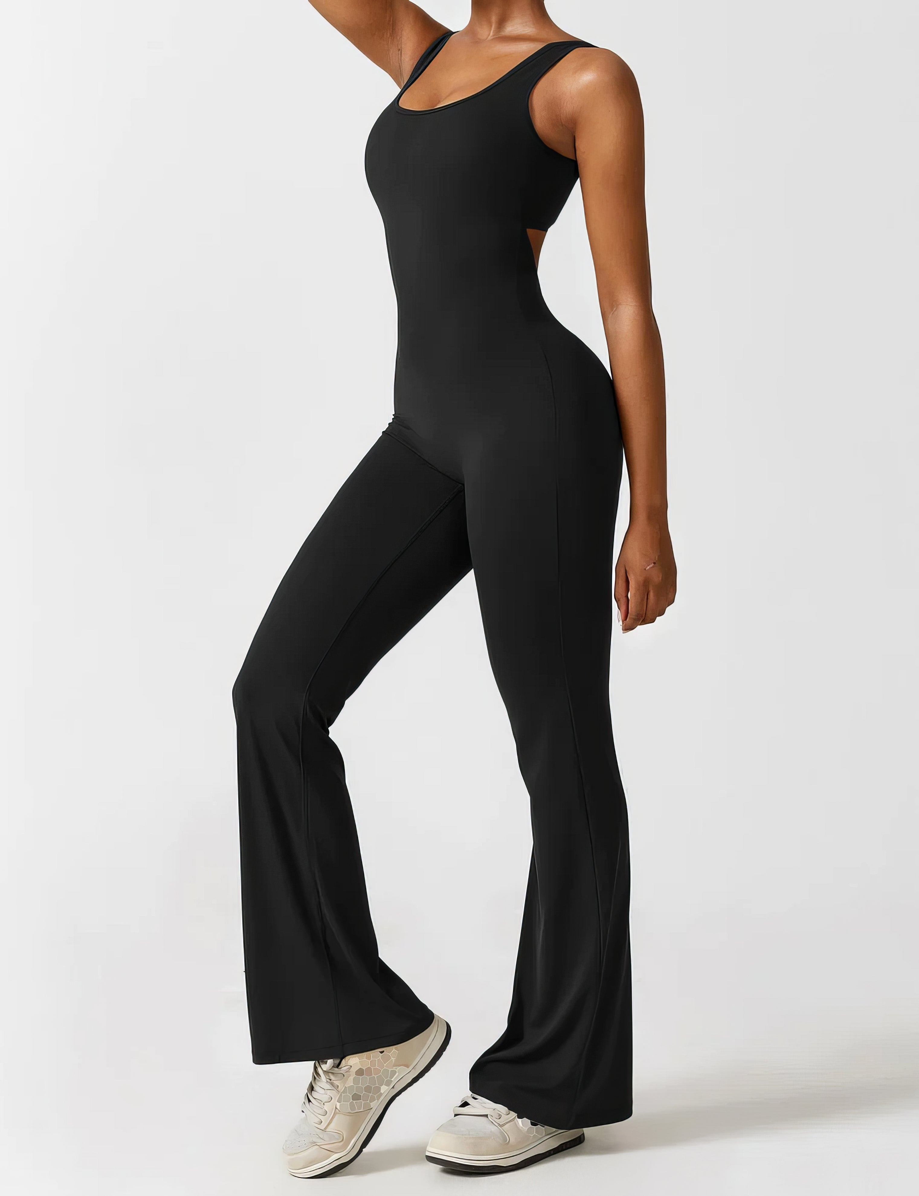Jumpsuit met klokkende broek