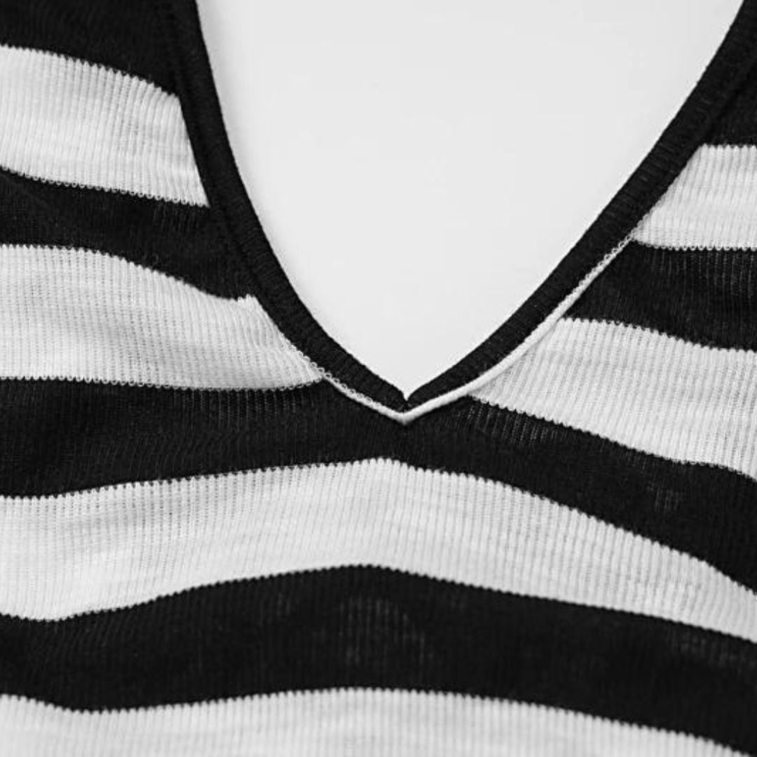 Maxi-jurk met diep decolleté en strepen