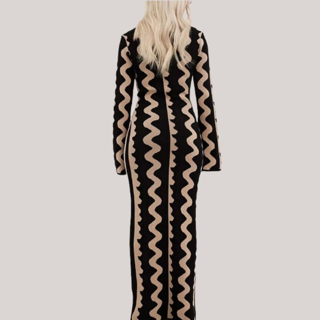 Elegante gestreepte maxi jurk