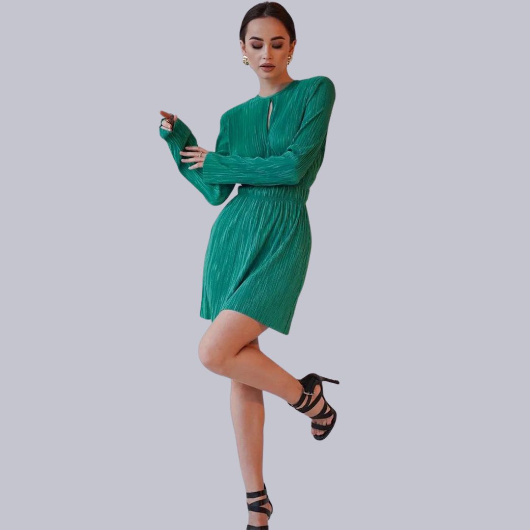 Geraffineerde geplooide mini-jurk met taillering