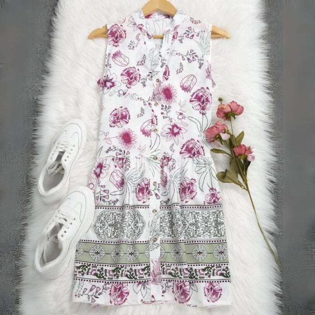 Mouwloze jurk met bloemenpatroon