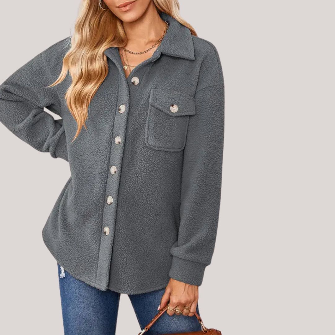 Pluche jas met reverskraag