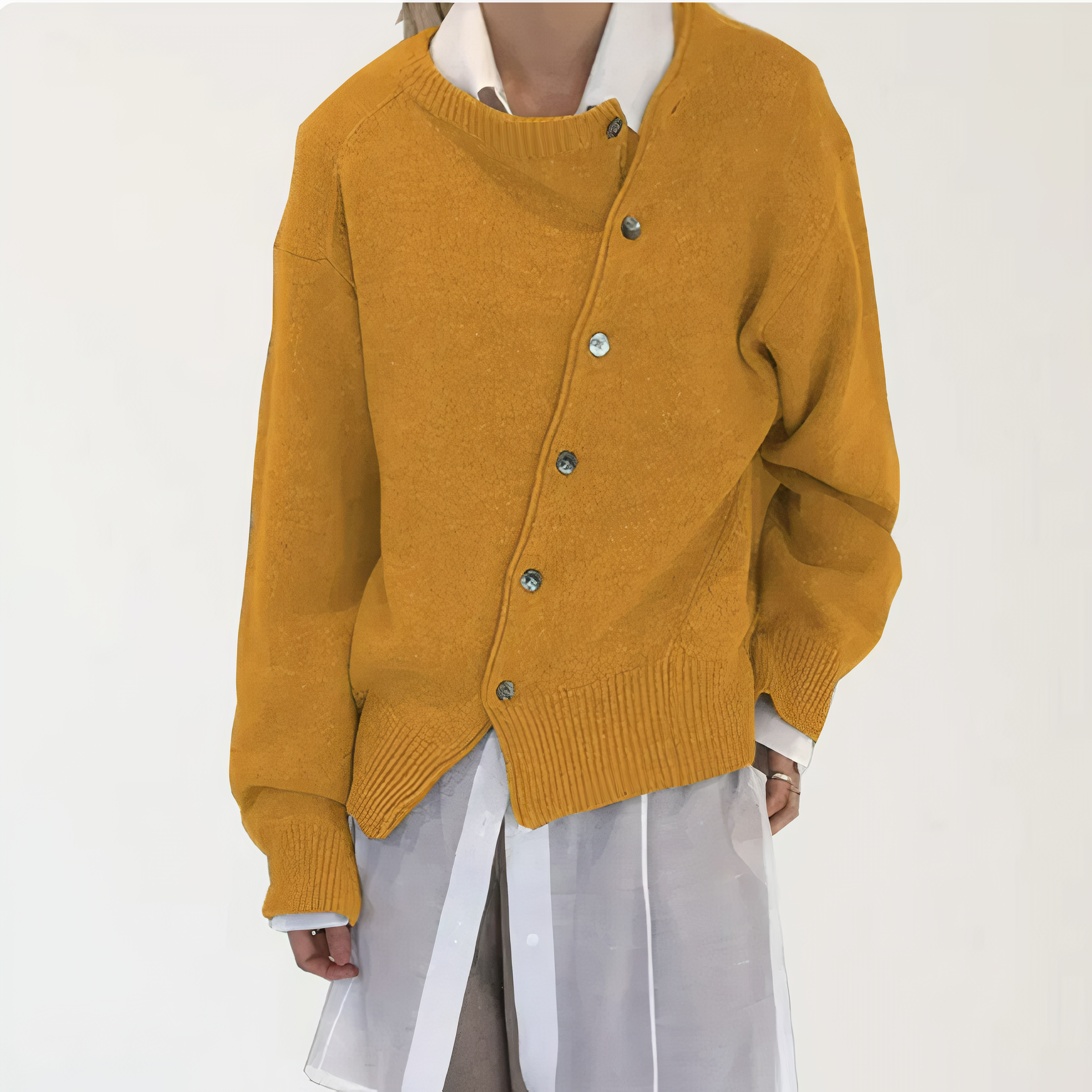 Kasjmier wikkeljack met speelse knoopdetails