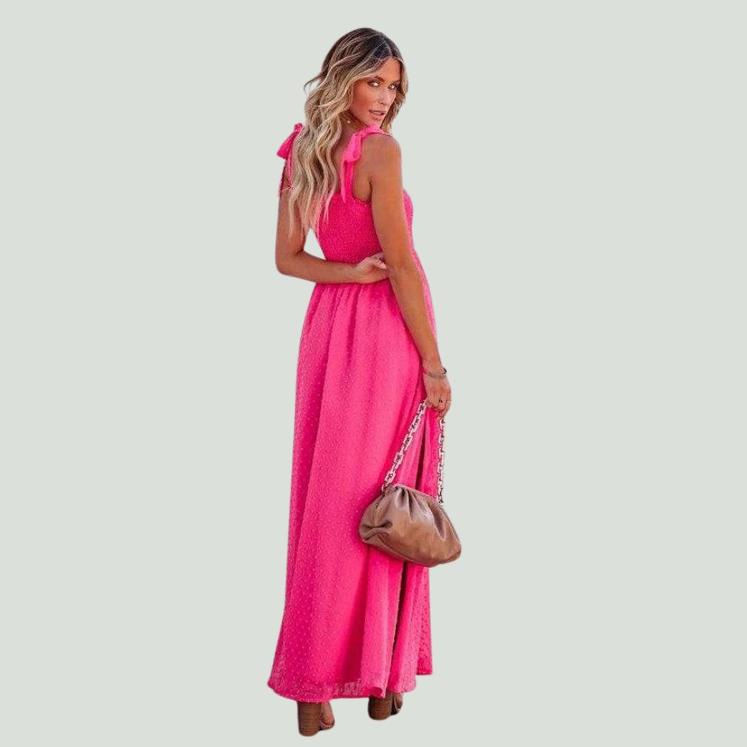 Luchtige maxi-jurk met delicaat stippenpatroon