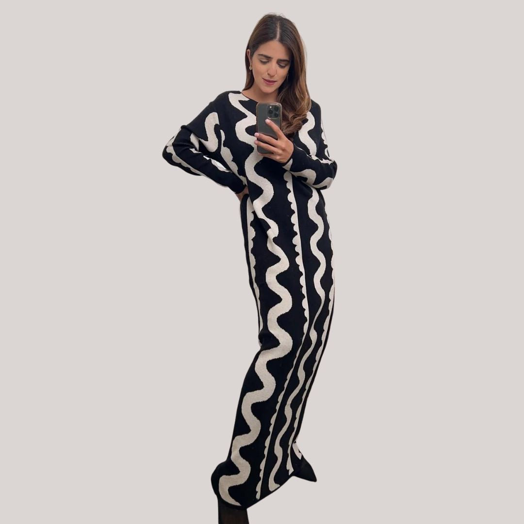 Elegante gestreepte maxi jurk