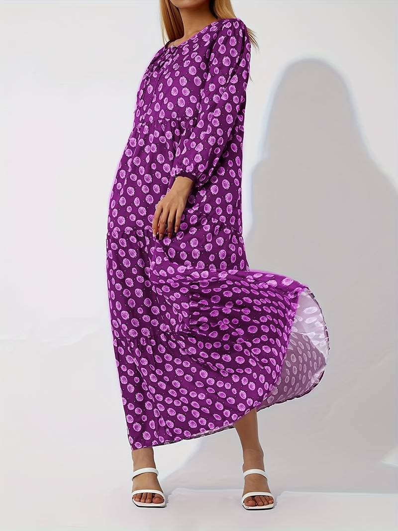 Losse boho maxi jurk met bloemenprint