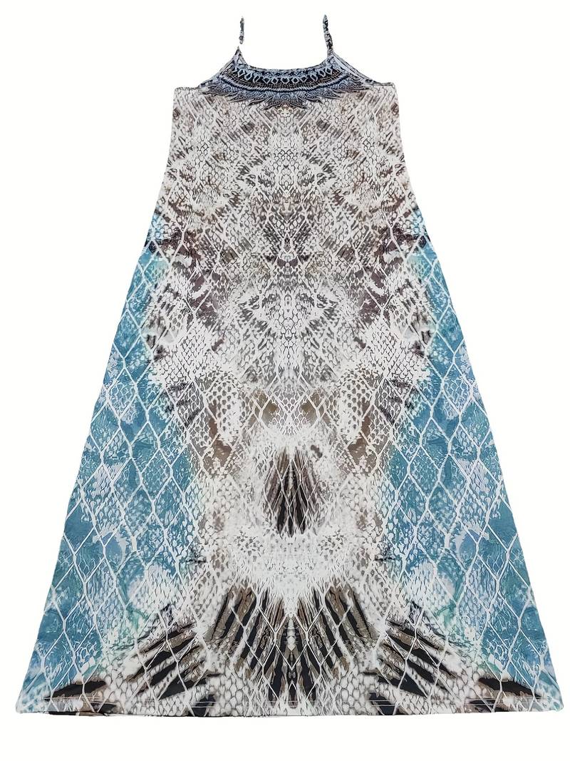 Grafische jurk met verenprint
