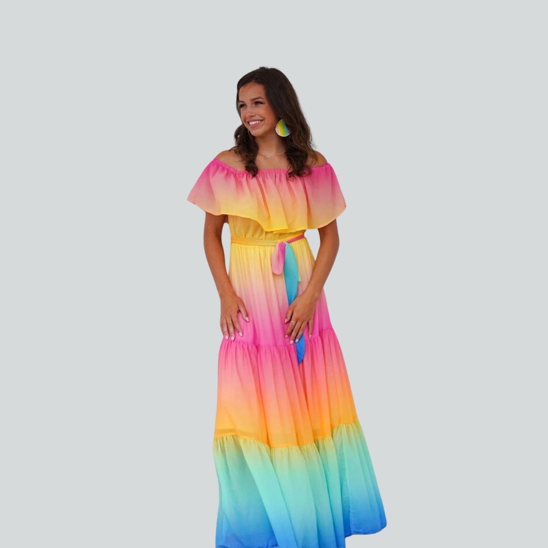 Lange jurk met ruches