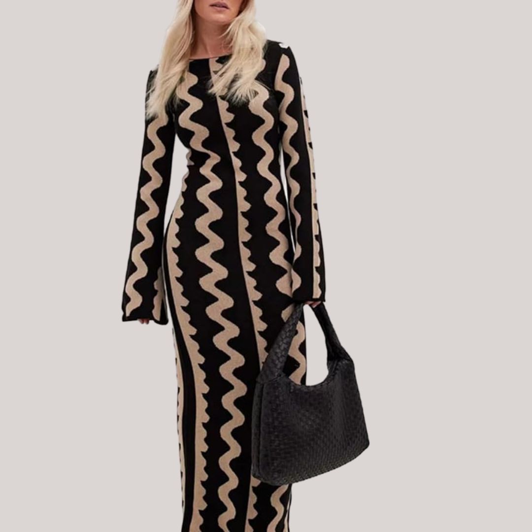 Elegante gestreepte maxi jurk