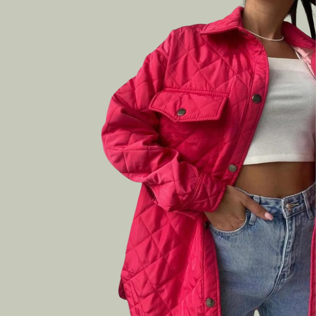 Klassiek gewatteerd jack met drukknopen