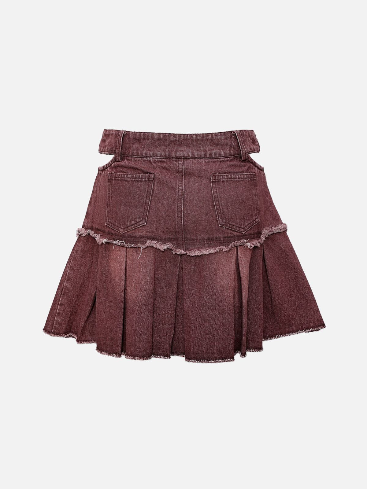 Gerafelde denim rok met plooien