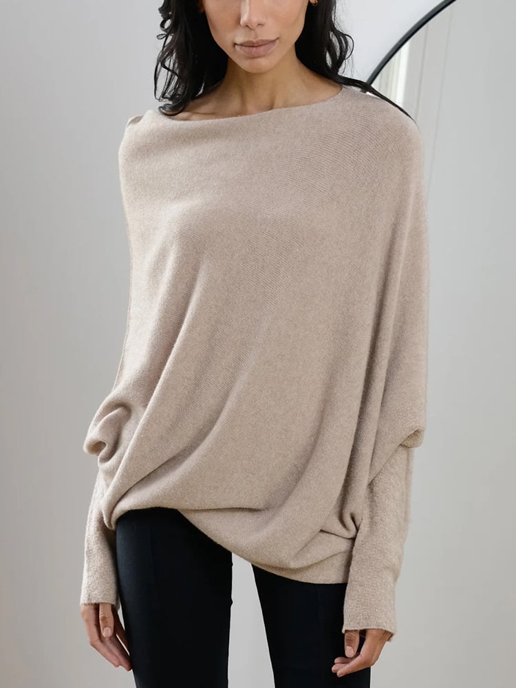 Quintra Comfy Sweater met elegante bies op de schouder