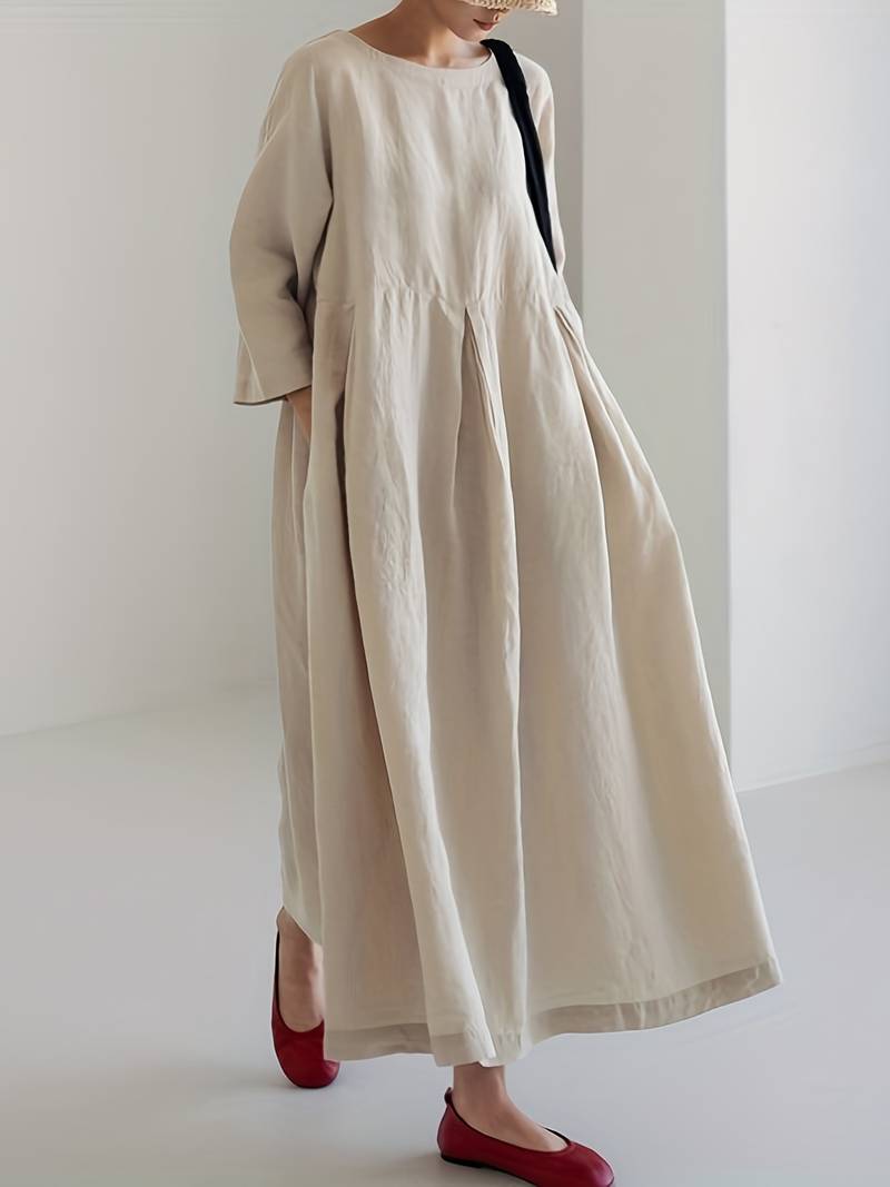 Losse maxi-jurk met geplooide zoom