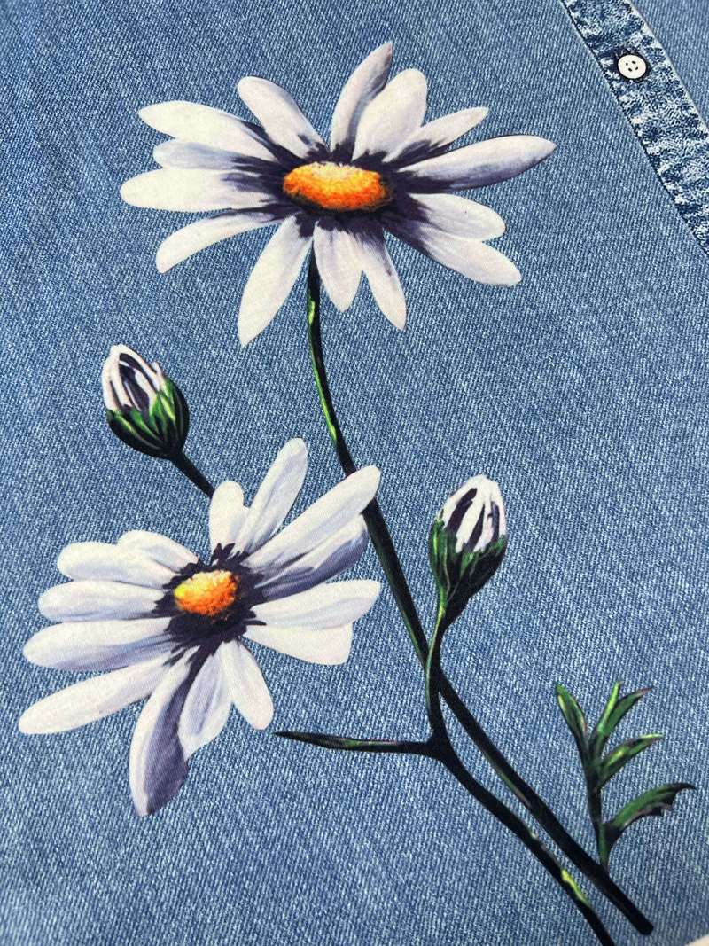 Gedrukte spijkerjurk