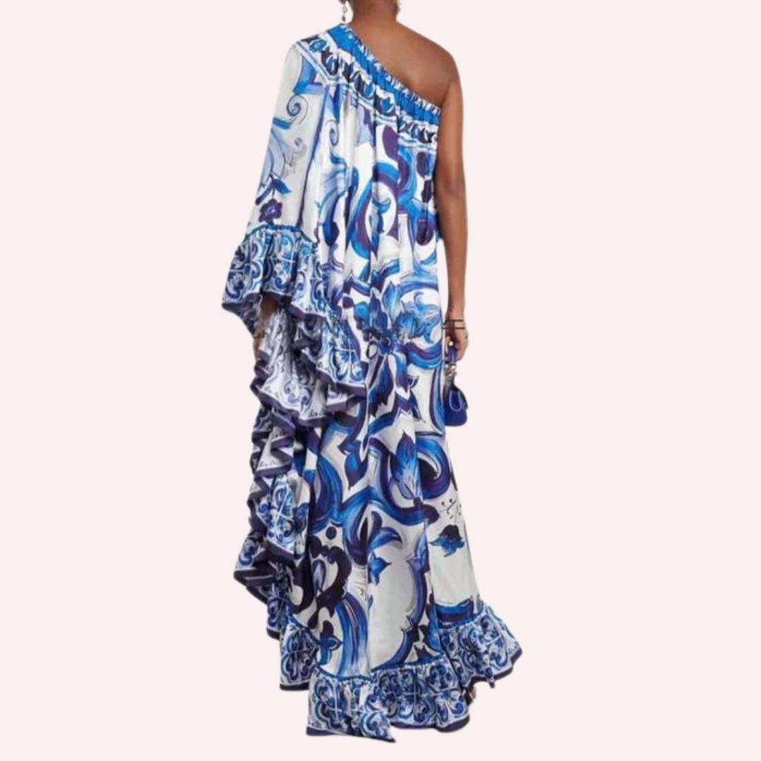 Midi-jurk met één schouder