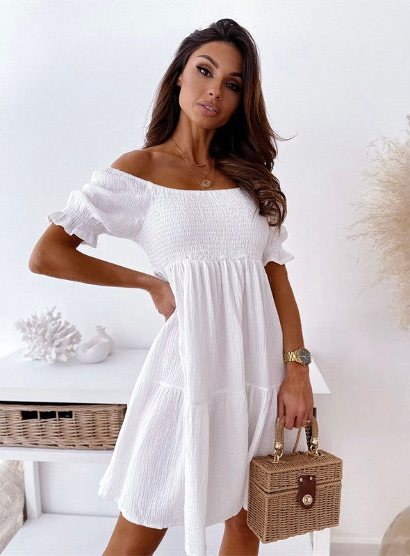 Off-the-shoulder smock jurk