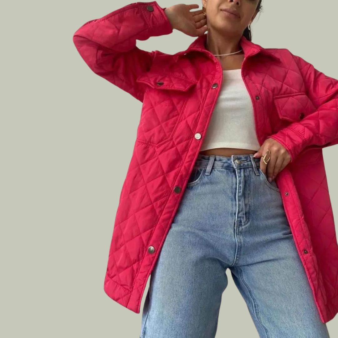 Klassiek gewatteerd jack met drukknopen