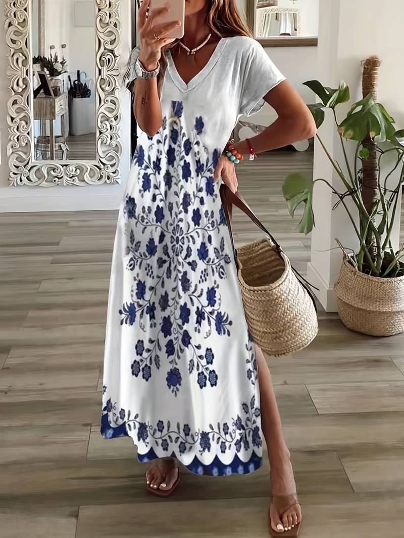 Losse, elegante jurk met abstract patroon