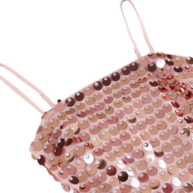 Midi-slipjurk met pailletten en fijne bandjes