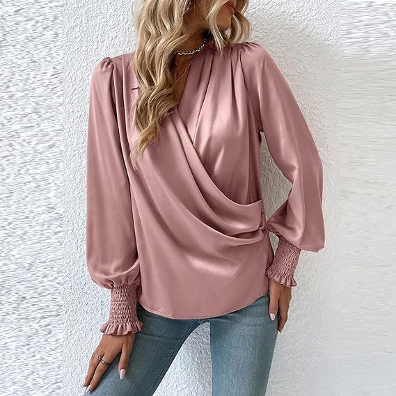 Elegante blouse met V-hals en ballonmouwen