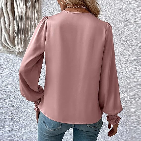 Elegante blouse met V-hals en ballonmouwen