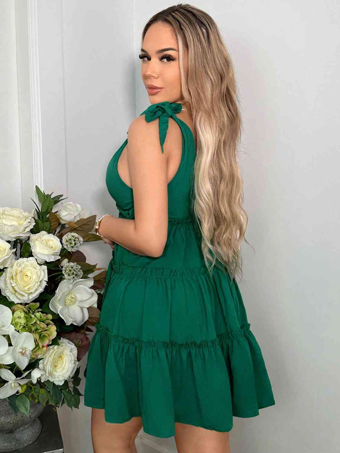 Gestrikte jurk met schouderbandjes