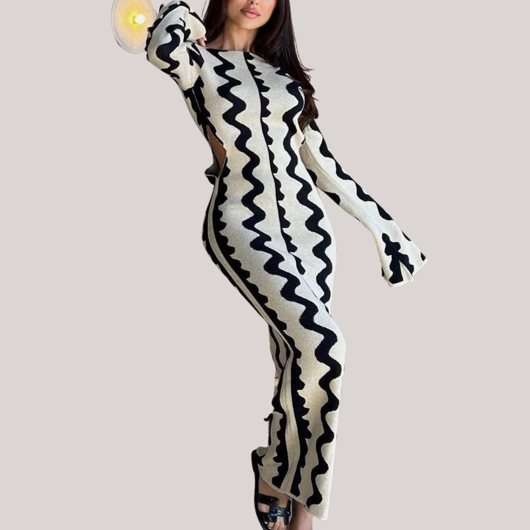 Elegante gestreepte maxi jurk