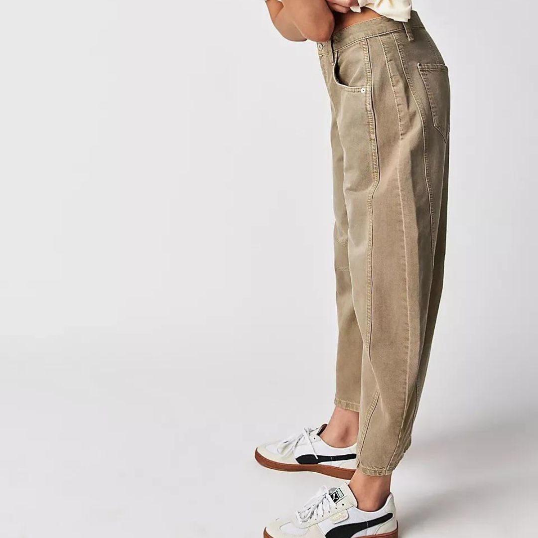 Gebruiksjeans met hoge taille en wijde pijpen