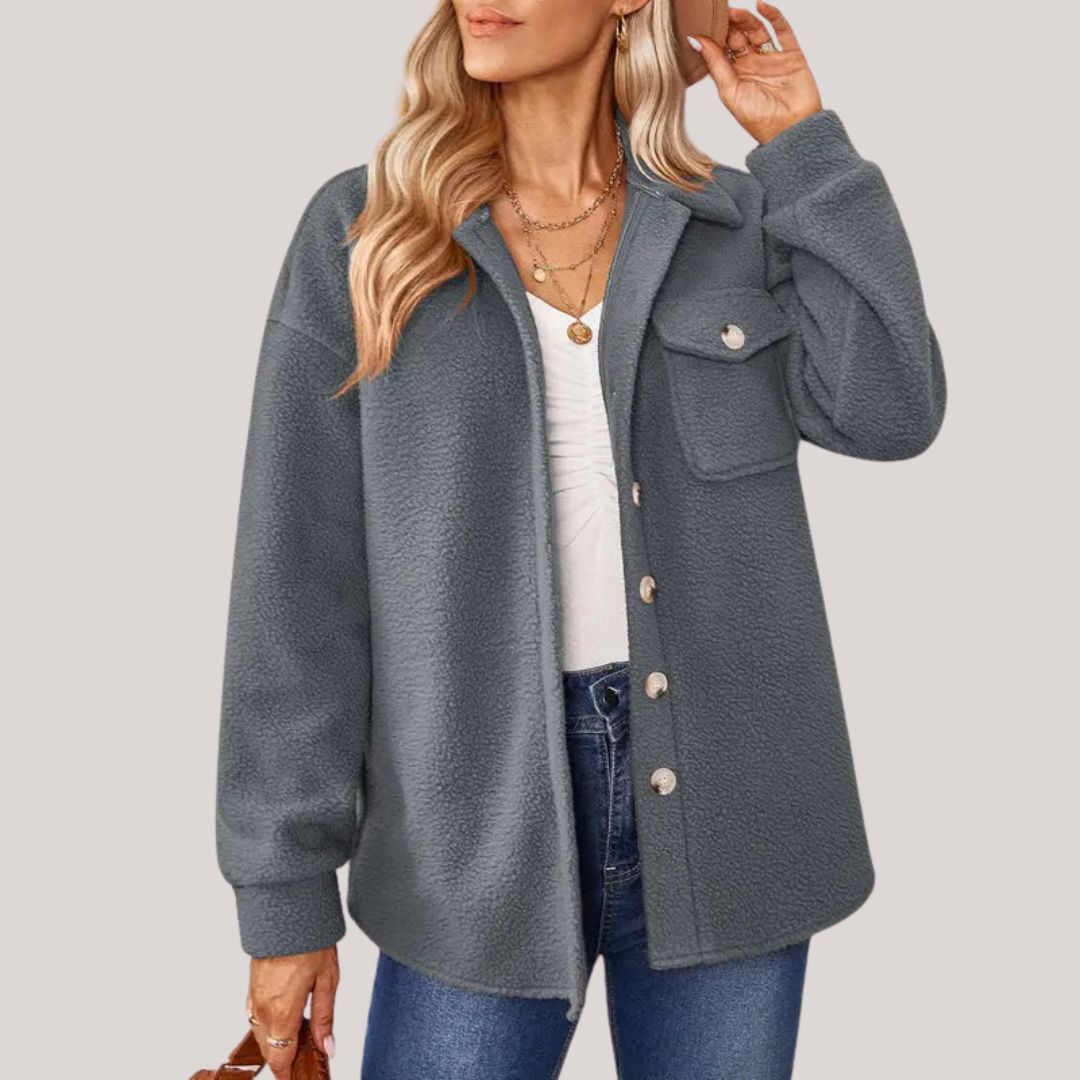 Pluche jas met reverskraag