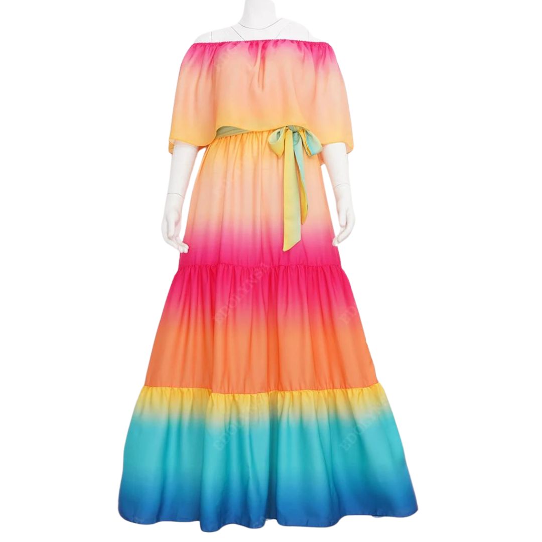 Lange jurk met ruches