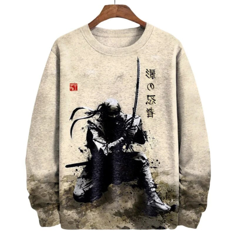 Vintage Samurai print Heren Sweatshirt