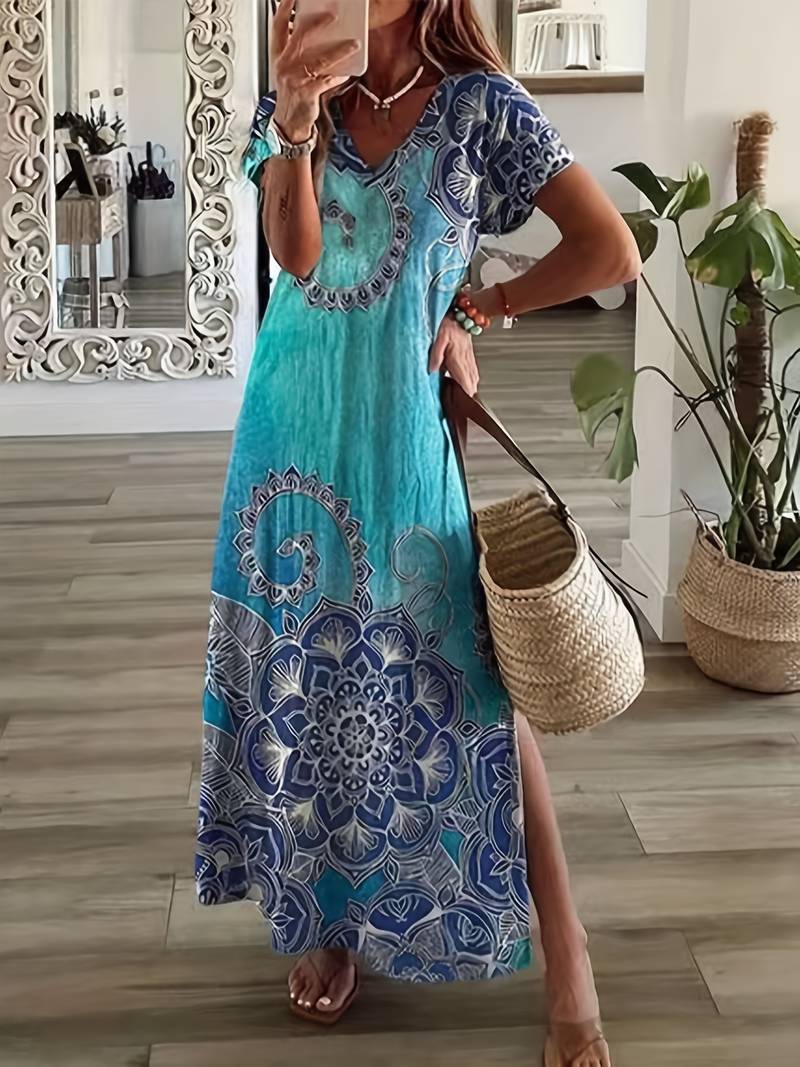 Losse, elegante jurk met abstract patroon