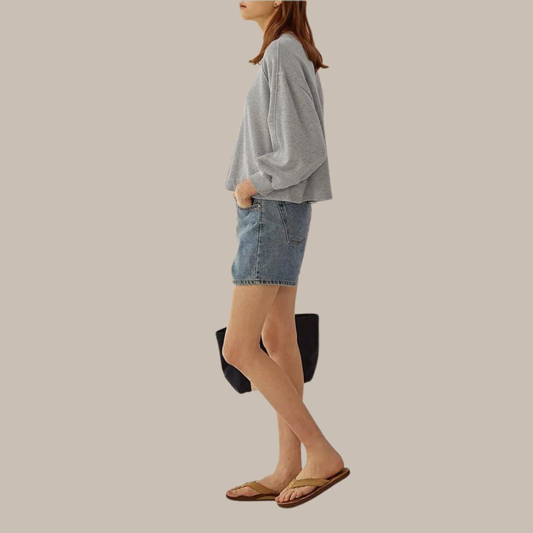 Klassiek sweatshirt met ronde hals en ballonmouwen