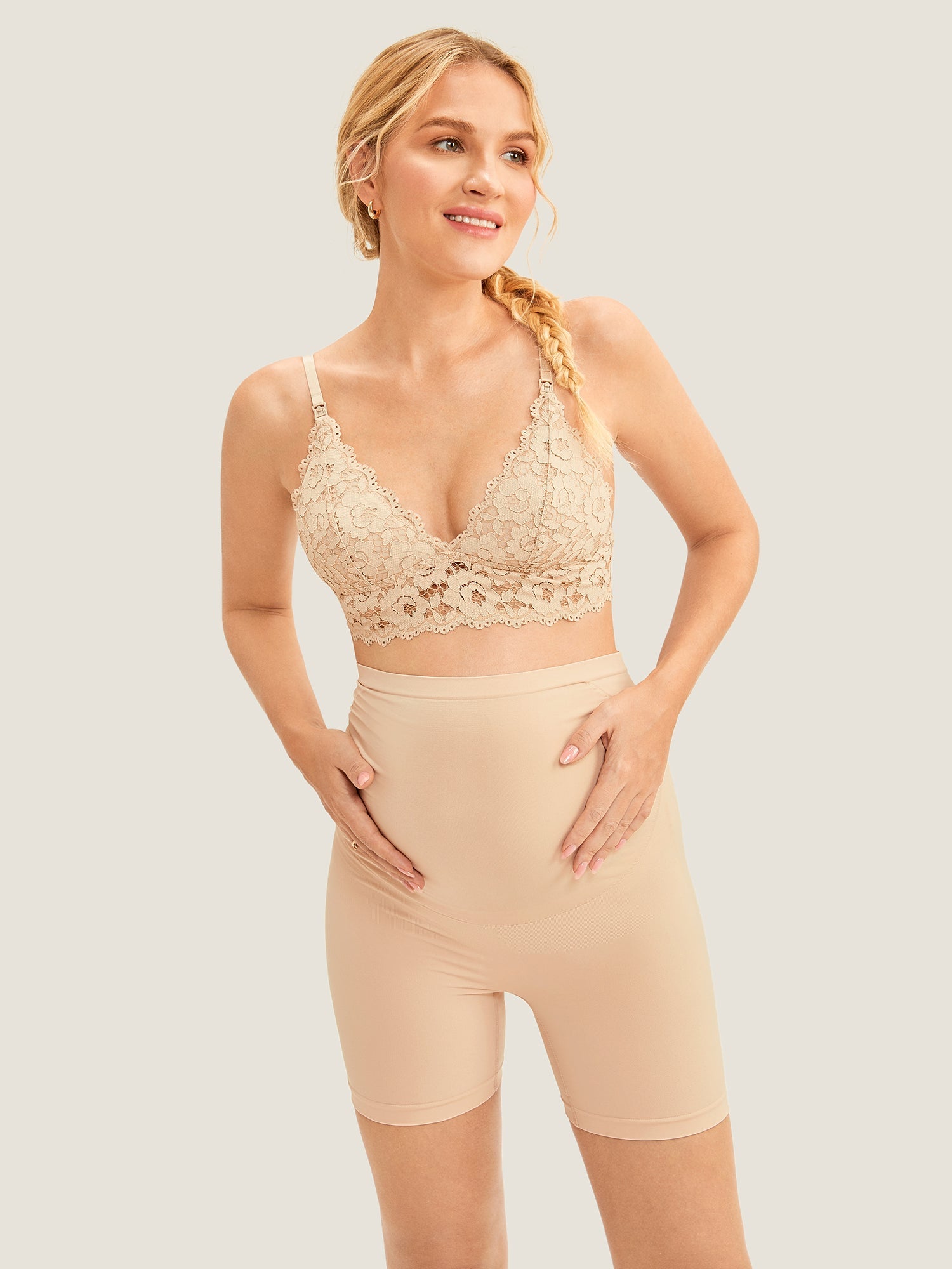 Zwangerschapsshort met hoge taille – naadloze shapewear short voor zwangeren