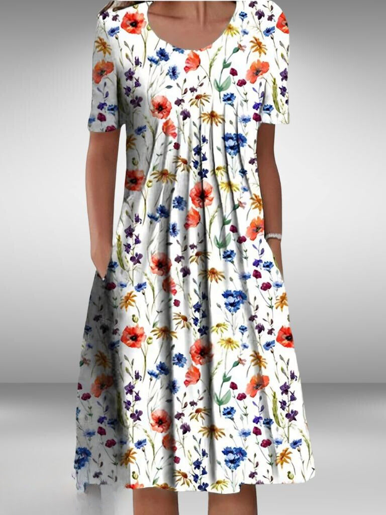 Elegante grote damesrok met ronde halslijn