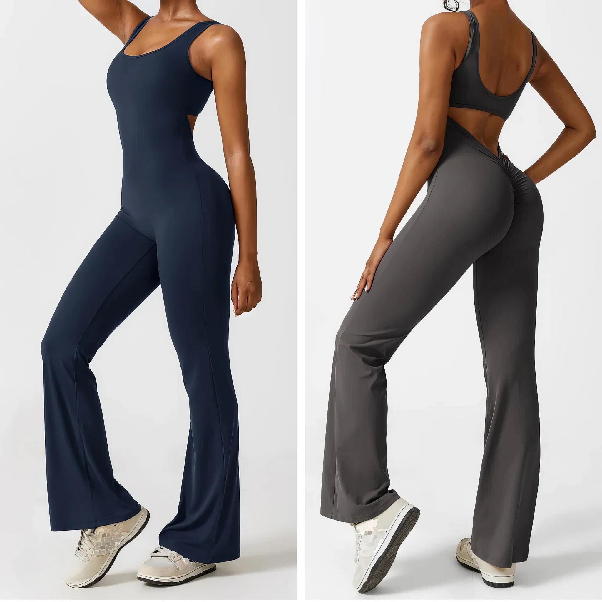 Jumpsuit met klokkende broek