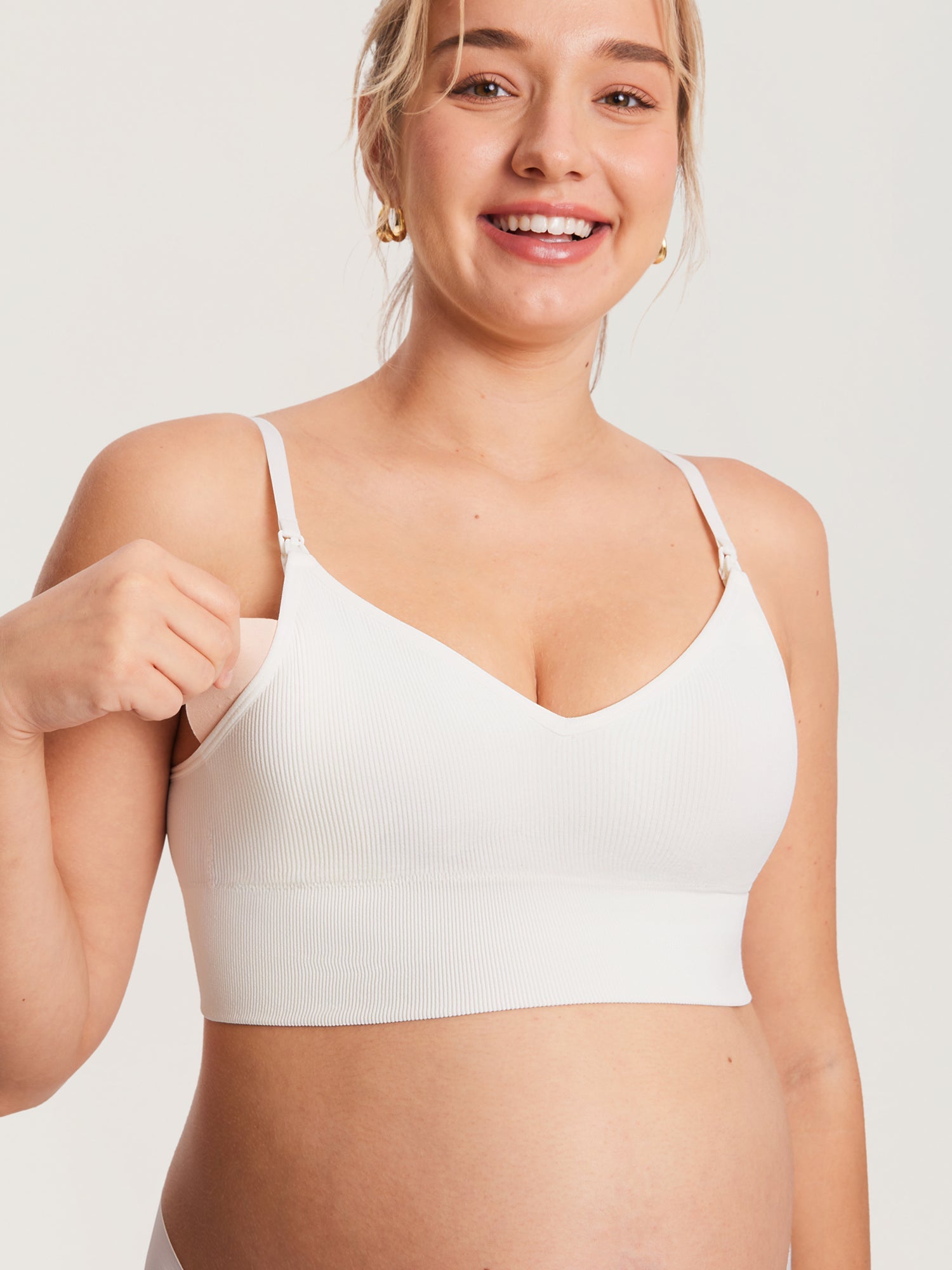 Voedingsbralette in ribstof met V-hals – voedingsbeha zonder beugel