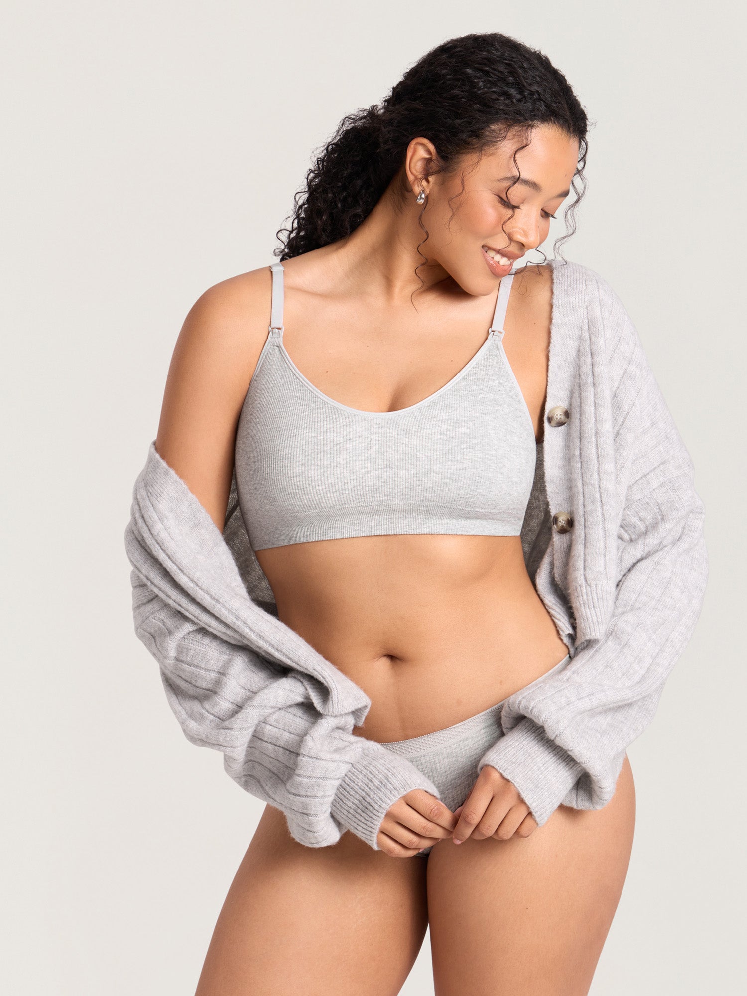 Voedingsbeha van ribkatoen – voedingsbralette zonder beugel met pads
