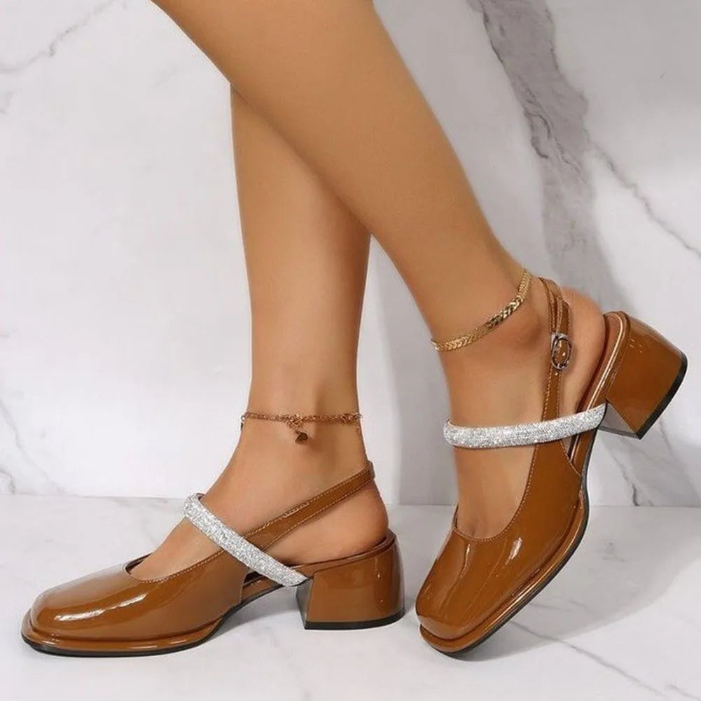 leren muiltjes met glinsterend banddetail